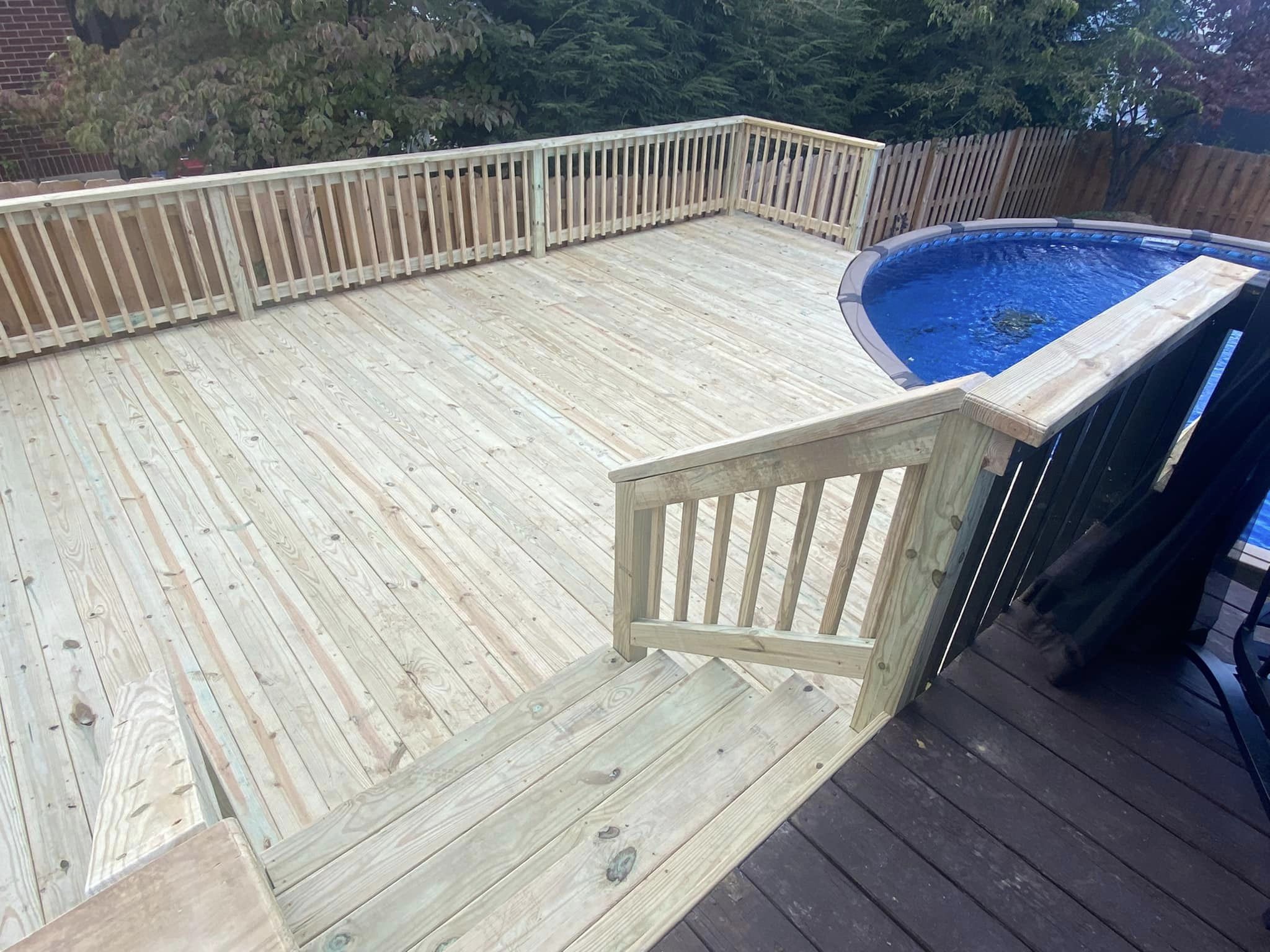 Wrapping up a wood deck with railing