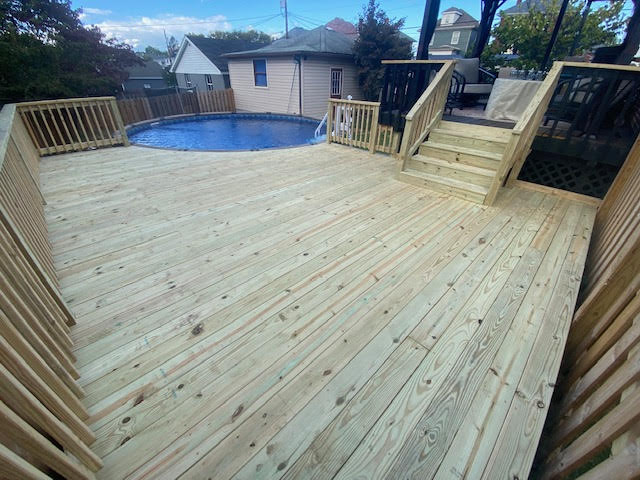 Pressure treated wood deck final touches