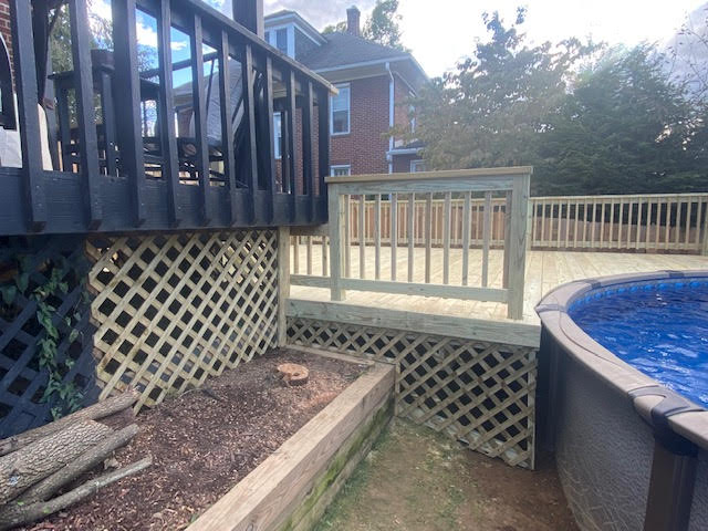 Pressure treated wood deck final touches