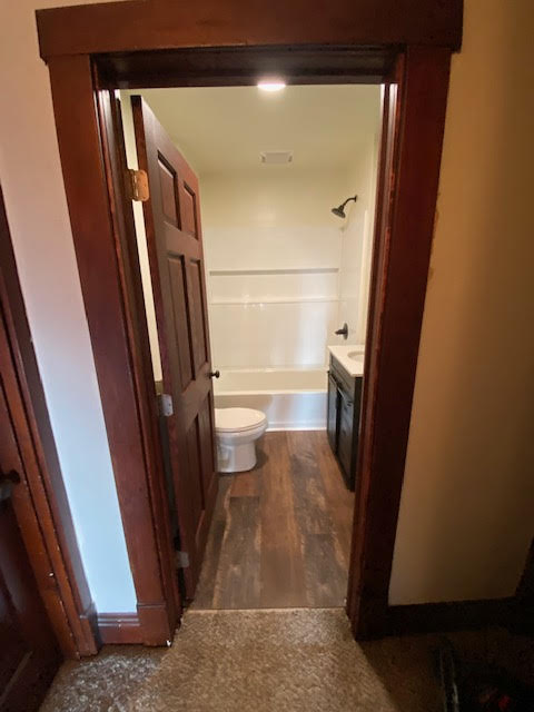 Stained door install with new rustic vanity 