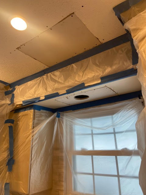 Moisture damaged drywall and paint repair