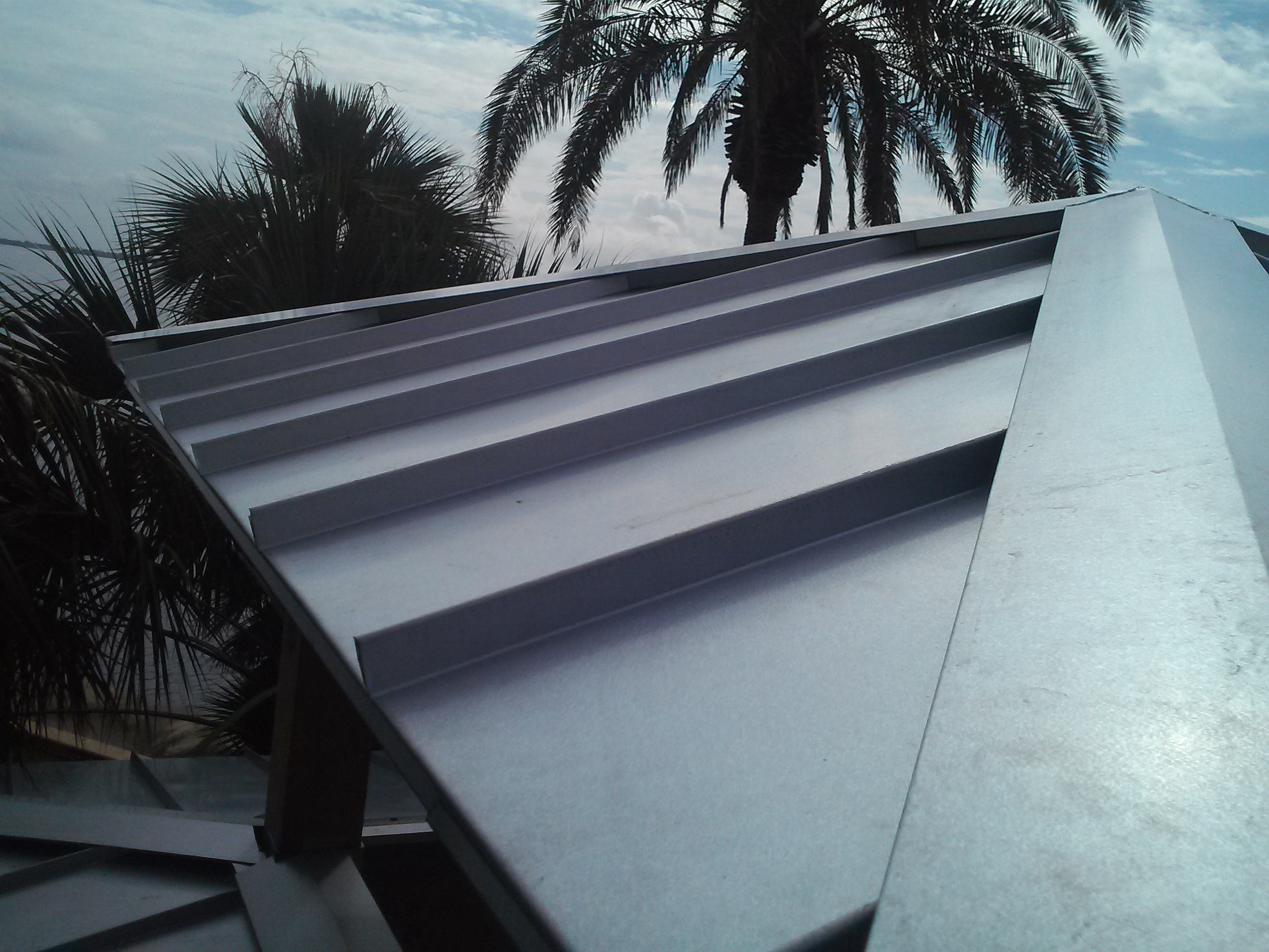 New galvalume standing seam metal roof in mill finish